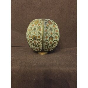 Round Globe Hexagon Enamel champlevé Handpainted Brass Vase Made In India‎